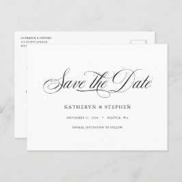 Klassieke Script Calligraphy Elegant Save the Date Briefkaart