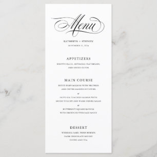 Klassieke Script Calligraphy Weddenrenmenu Menu