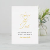 Klassieke Script Elegant Wedding Save the Date Gol Folie Uitnodiging (Staand Voorkant)