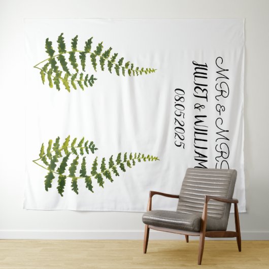 Klassieke Script Mr & Mrs Wedding Backdrop banner Wandkleed (In Situ (horizontaal))