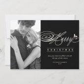 Klassieke scriptaserfoto van Merry Kerstmis Feestdagenkaart (Voorkant)