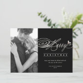 Klassieke scriptaserfoto van Merry Kerstmis Feestdagenkaart (Staand voorkant)