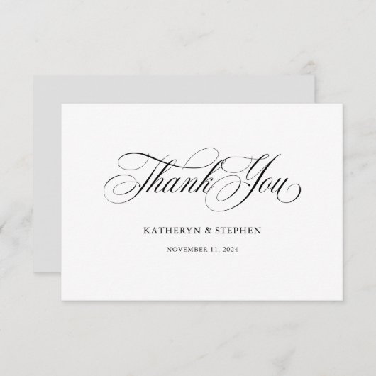 Klassieke scriptkalligrafie elegant bedankt kaart (Voorkant / Achterkant)