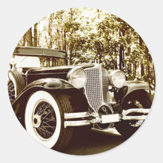 Klassieke  Sepia auto Ronde Sticker
