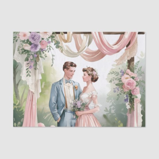 Klassieke  Shabby Chic bruiloft Tissuepapier (Voorkant)