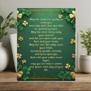Klassieke Shamrock Keltische Ierse Zegen Goede Gel Fotoplaat