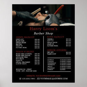 Klassieke shave, Mannen Barbers Price List Poster