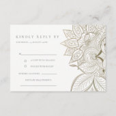Klassieke Sierlijke Paisley Ivoor Goud Trouw RSVP Informatiekaartje (Voorkant)
