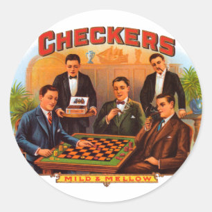Klassieke Sigarettenlabel Kunst, Checkers Mild en Ronde Sticker