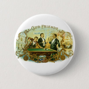 Klassieke Sigarettenlabel Kunst, Club Friends Bilj Ronde Button 5,7 Cm