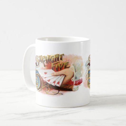 Klassieke Sigarettenlabel Kunst Straight Flush met Koffiemok (Voorkant links)