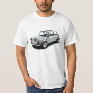 Klassieke Silver 1969 Mini Car op White T-Shirt