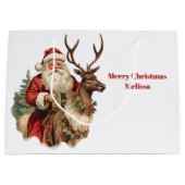 Klassieke Sinterklaas Rijden Een Rendier Kerstmis Groot Cadeauzakje (Voorkant)