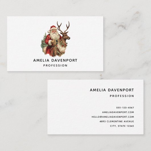 Klassieke Sinterklaas Rijden Een Rendier Kerstmis Visitekaartje (Voorkant / Achterkant)