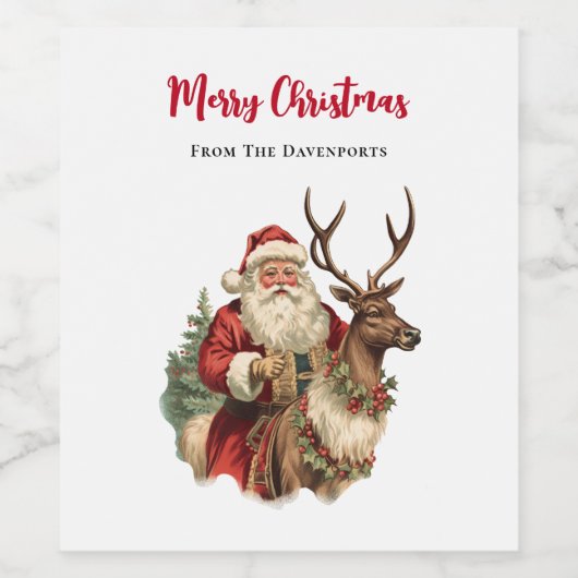 Klassieke Sinterklaas Rijden Een Rendier Kerstmis Wijn Etiket (Enkel label)