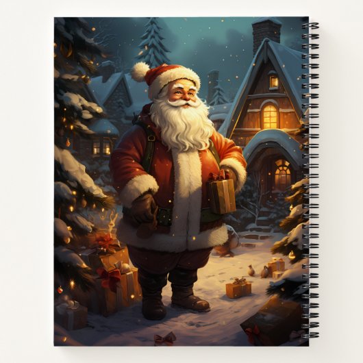 Klassieke Sinterklaas Staande in de Sneeuw Notitieboek (Achterkant)