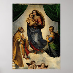 Klassieke "Sistine Madonna" van Raphael (circa 151 Poster