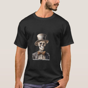 Klassieke skelet met hoed en vlinderdas kunstwerk t-shirt