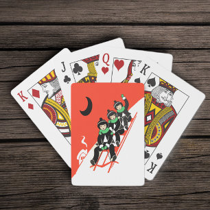 Klassieke sleeënde kleine jongens Sneeuw Maan Huis Pokerkaarten