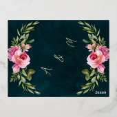 Klassieke Smaragd Groen Donker Moody Bruiloft Folie Uitnodiging Briefkaart (Achterkant)