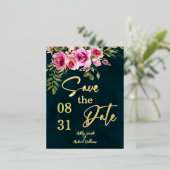 Klassieke Smaragd Groen Donker Moody Bruiloft Folie Uitnodiging Briefkaart (Staand Voorkant)