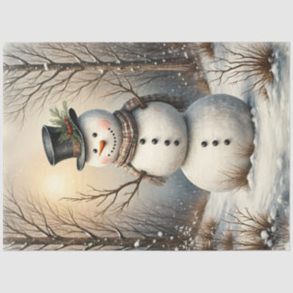 Klassieke Sneeuwman in de Winter | Vintage Kerstmi Tissuepapier