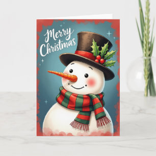 Klassieke Sneeuwman Kerstkaart Kaart