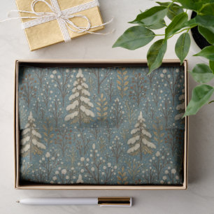 Klassieke Sneeuwrijke Winter Forest Trees Art Patt Tissuepapier