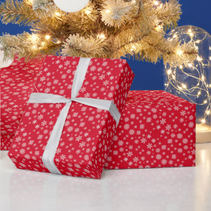 Klassieke Sneeuwvlokken Kerst Rood Extra Groot XL Cadeaupapier