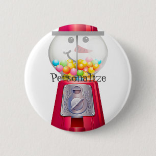 Klassieke snoepautomaat sneeuwman sneeuwbol  ronde button 5,7 cm
