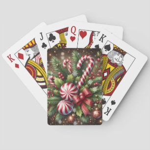 Klassieke snoepriet / pepermunt kerstgroen pokerkaarten