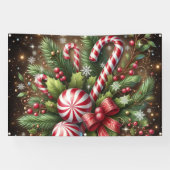 Klassieke snoepriet / pepermunt kerstgroen spandoek (Horizontaal)