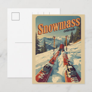 klassieke SNOWMASS winter espen Colorado skigebied Feestdagenkaart