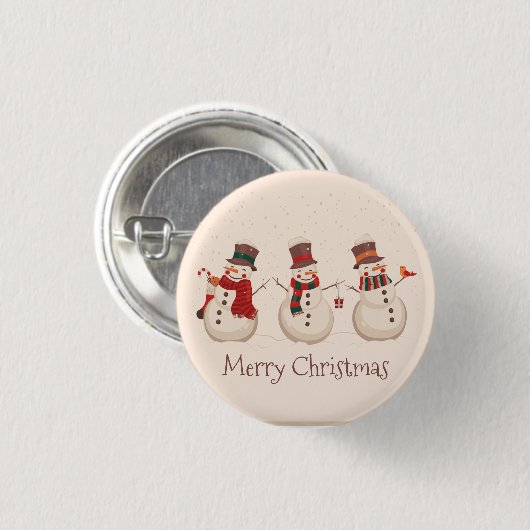 Klassieke Snowmen Kerstmis Button (Voorkant /achterkant)