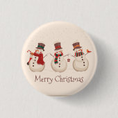 Klassieke Snowmen Kerstmis Button (Voorkant)