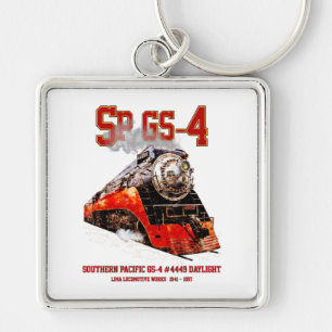 Klassieke Southern Pacific GS-4 stoomlocomotief Sleutelhanger