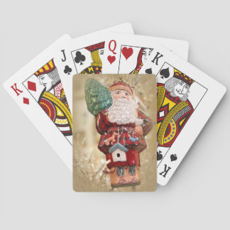 Klassieke speelkaarten met antieke kerstman