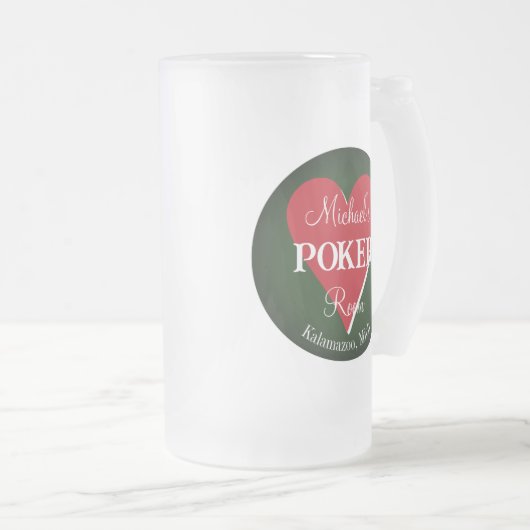 Klassieke Speelkaarten Poker Room Hart Matglas Bierpul (Voorkant rechts)