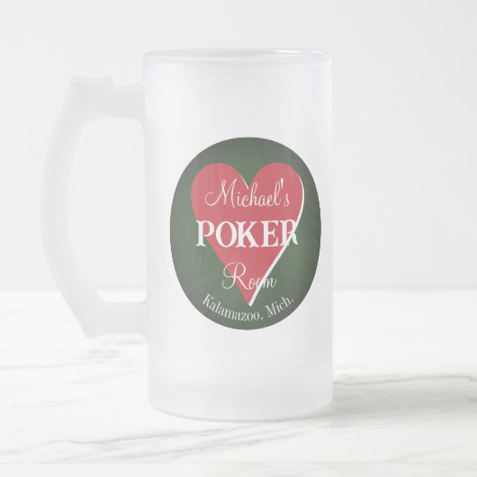 Klassieke Speelkaarten Poker Room Hart Matglas Bierpul (Links)