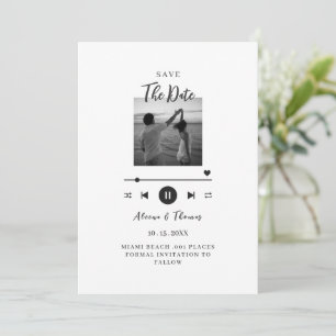 Klassieke speler zwart-wit foto save the date kaart