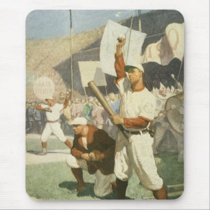 Klassieke sport, honkbalspelers tijdens een wedstr muismat