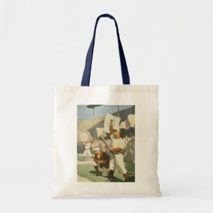 Klassieke sport, honkbalspelers tijdens een wedstr tote bag