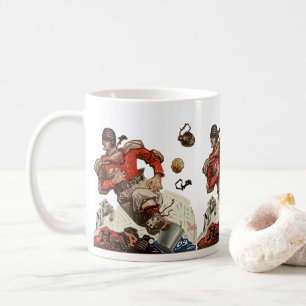Klassieke sport voetbal quarterback speler hardlop koffiemok