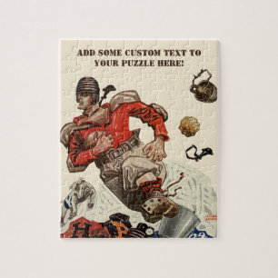 Klassieke sport voetbal quarterback speler hardlop legpuzzel