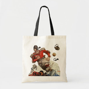 Klassieke sport voetbal quarterback speler hardlop tote bag