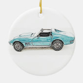 Klassieke sportauto keramisch ornament (Achterkant)