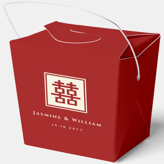 Klassieke Square Double Happiness Chinese bruiloft Bedankdoosjes (Achterkant)