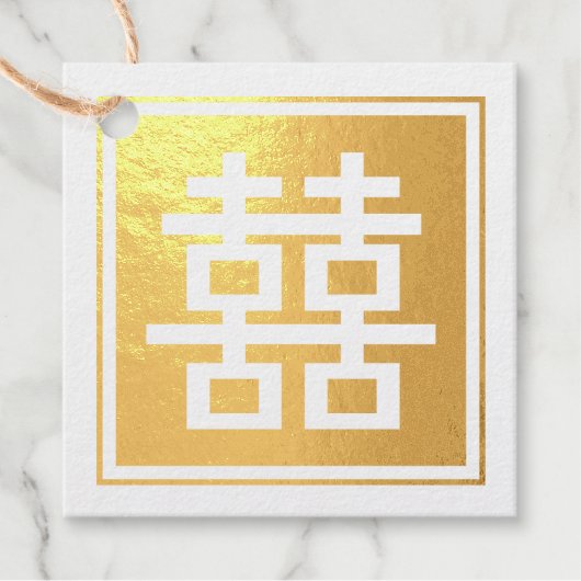 Klassieke Square Double Happiness Chinese bruiloft Bedankjes Labels (Voorkant)