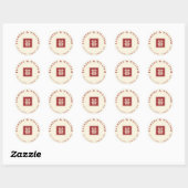 Klassieke Square Double Happiness Chinese bruiloft Ronde Sticker (Vel)