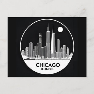 Klassieke stadsgezicht van Chicago Illinois Retro  Briefkaart
